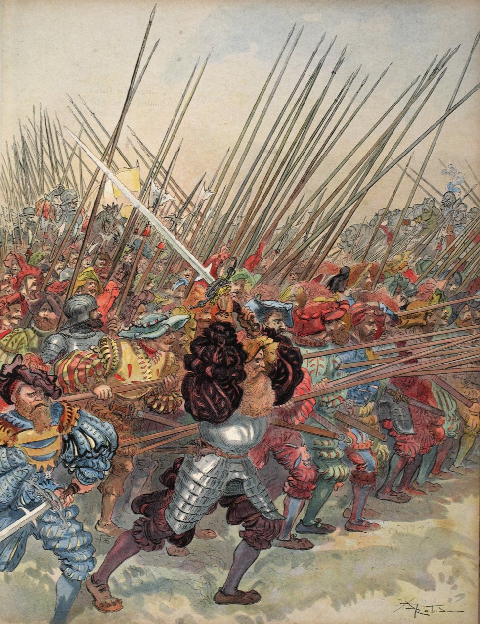 Anklagelse för schweizarna vid Marignan, illustration från 