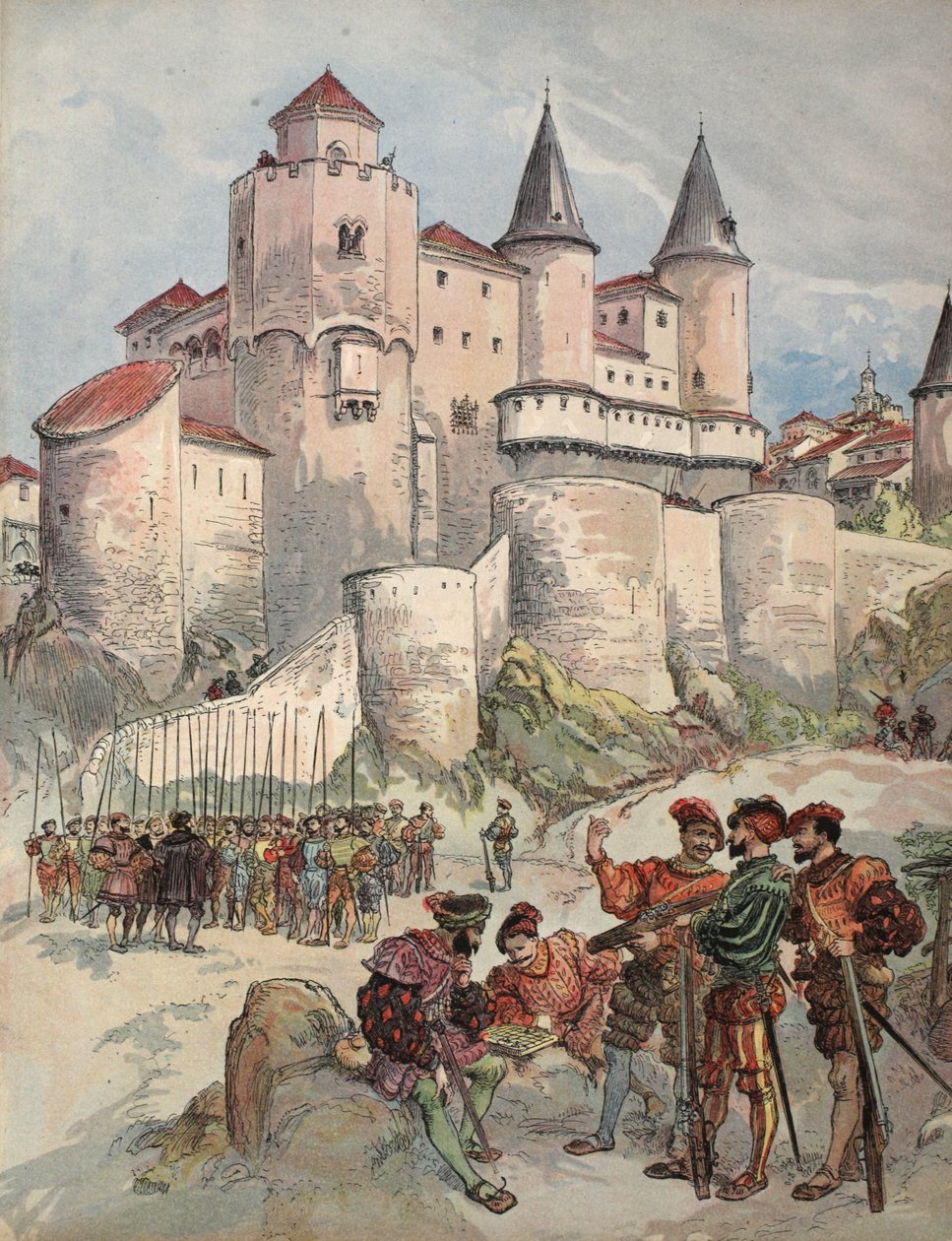Francis I höll fången i ett torn i Alcazar i Madrid, illustration från 