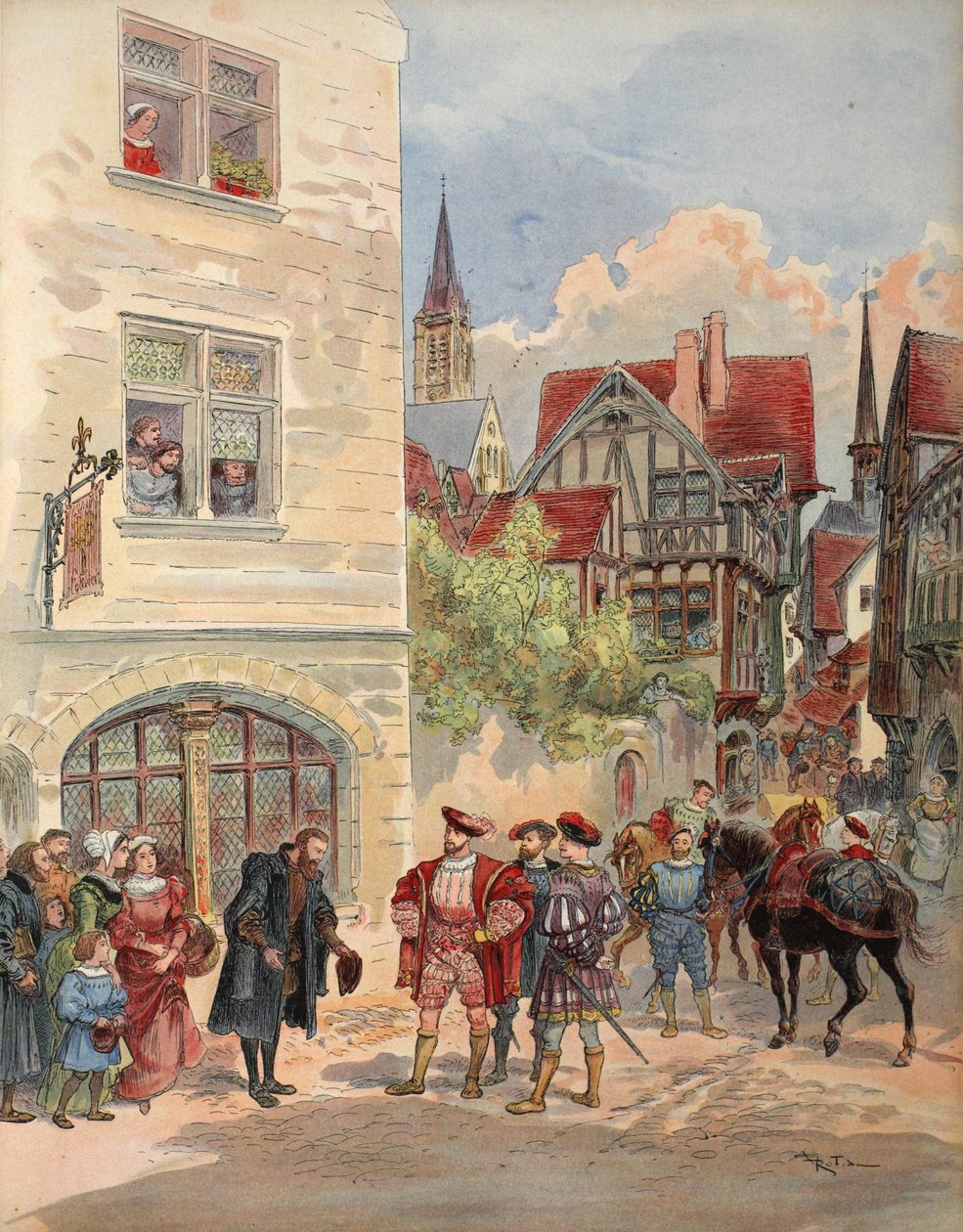 Francis I fick av Estienne i dörren till sin tryckpress, illustration från 