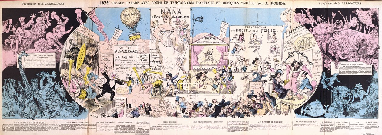 "Grande Parade", utvikbar karikatyr från "La Caricature", 1880 av Albert Robida