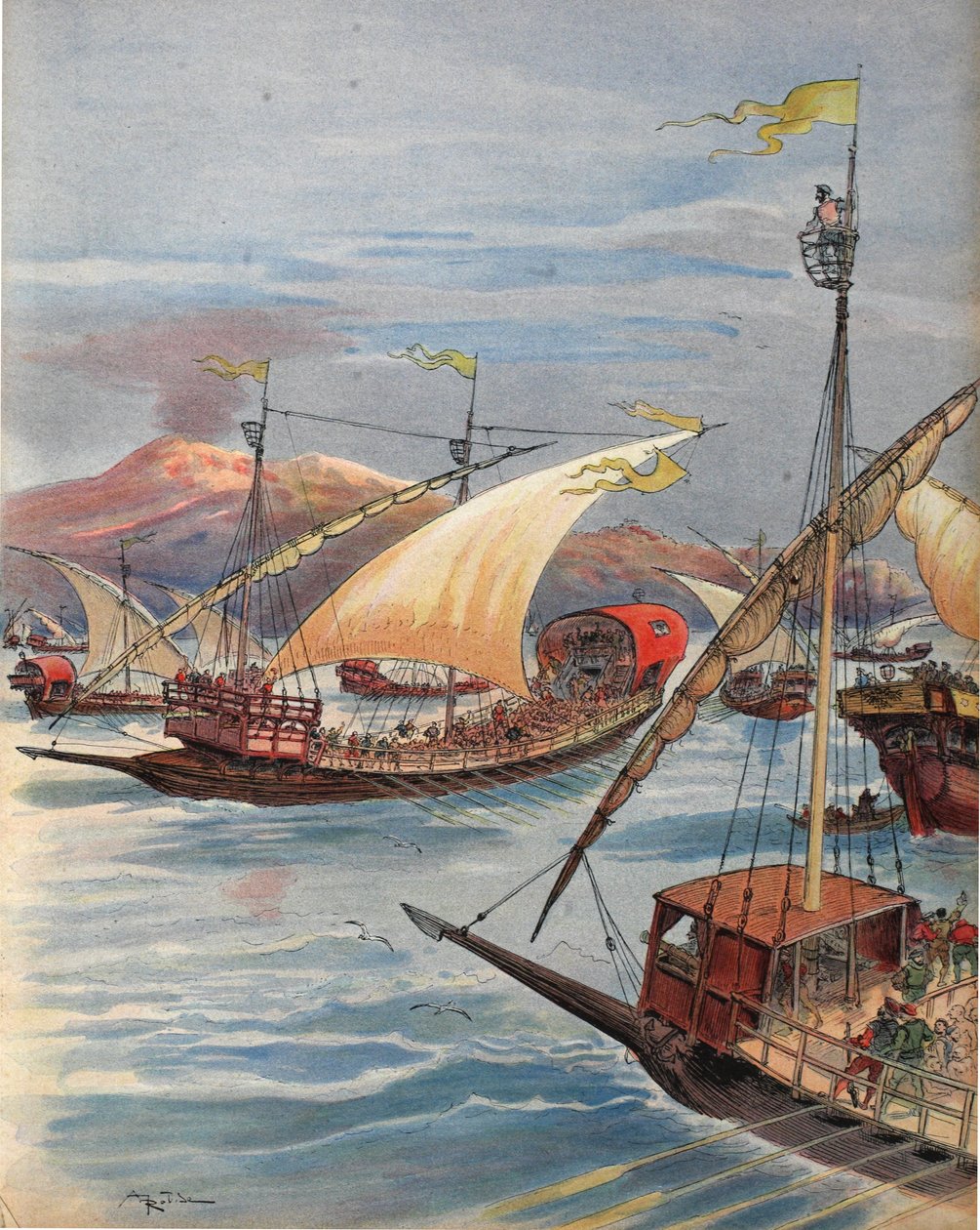 Flottan av Doria, Neapel, illustration från 