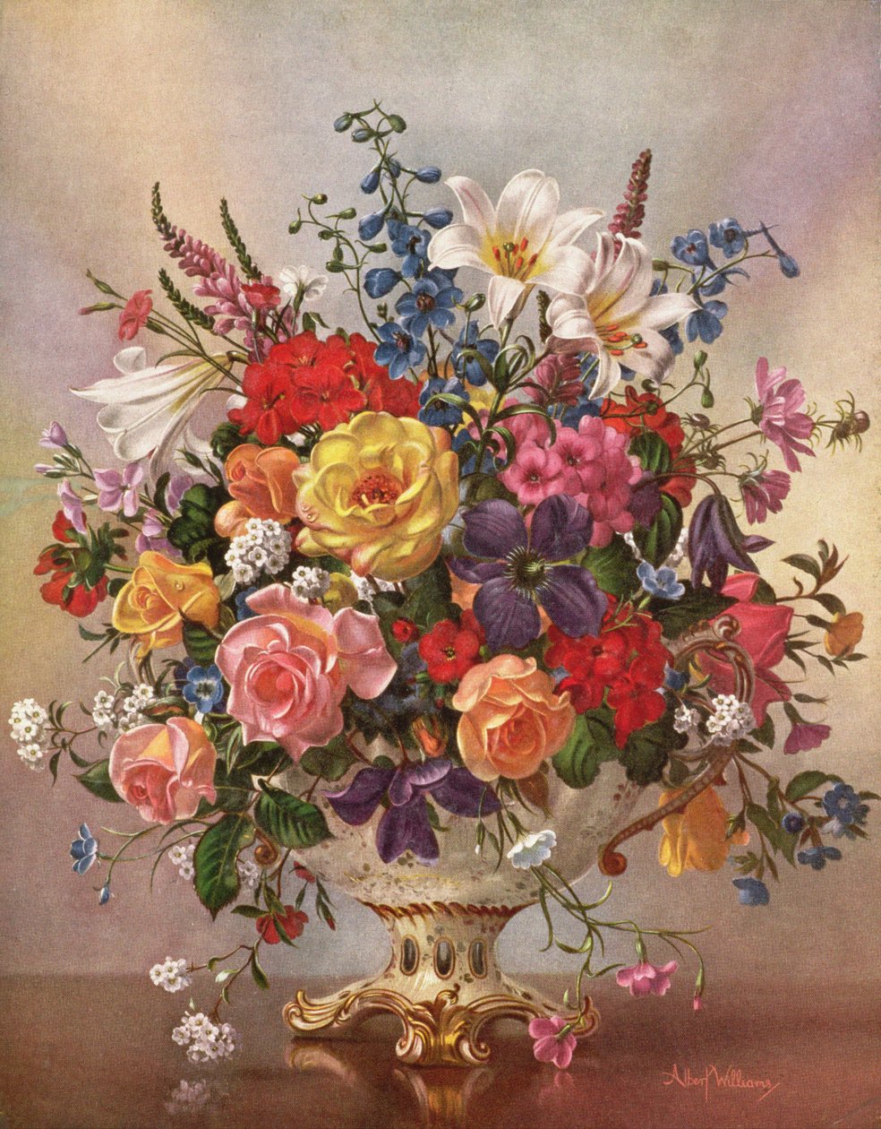 PB268 Vas med blommor i en porslinskanna av Albert Williams