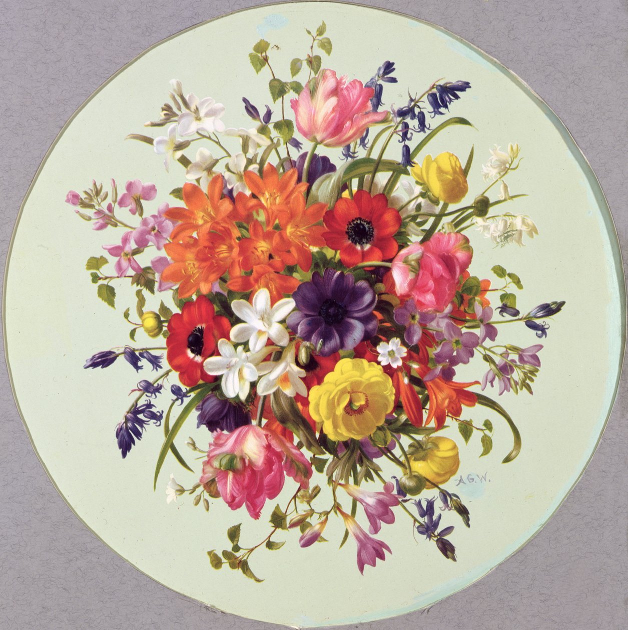 PB269 Ett cirkulärt arrangemang av blommor av Albert Williams