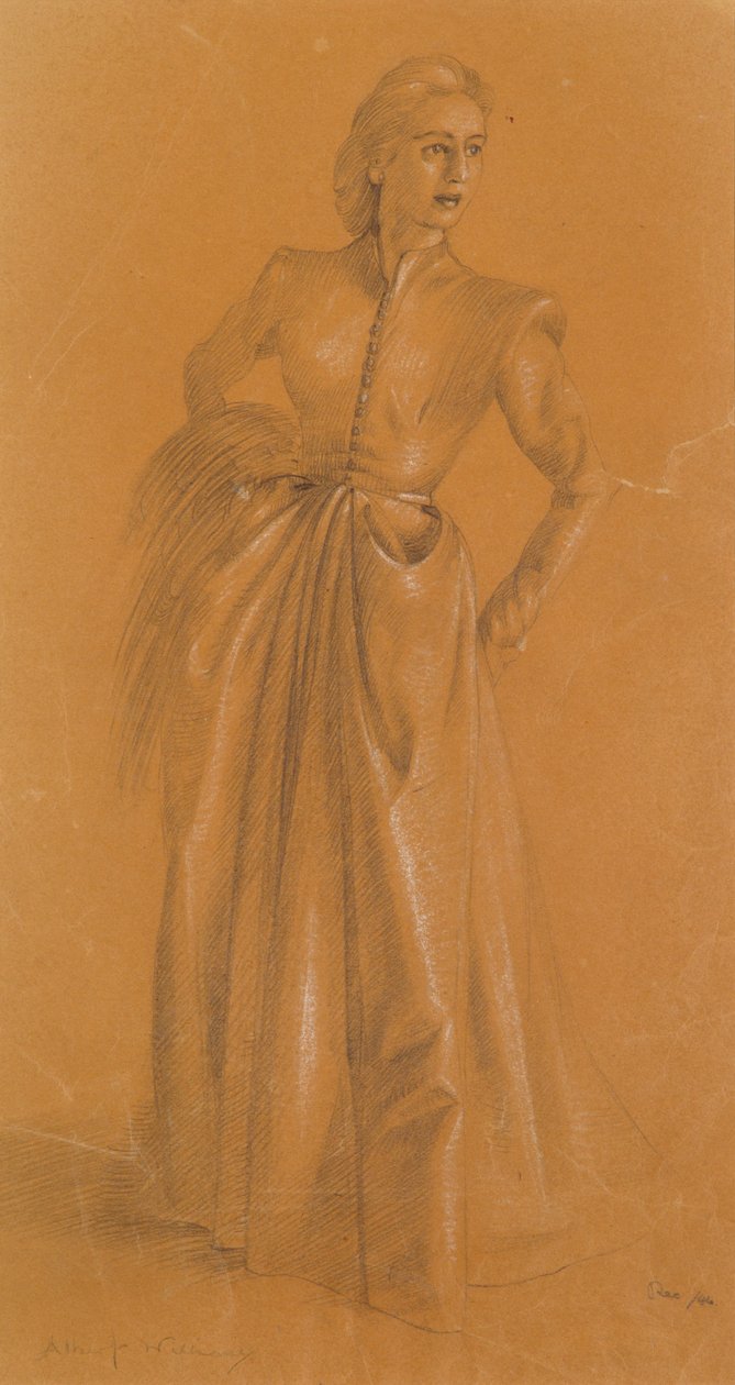 Studie för en kostym, 1949 (penna och krita på papper) av Albert Williams