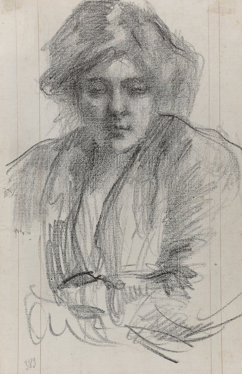 Julie, konstnärens hustru, ca 1920 (krita och bläck på papper) av Albert de Belleroche