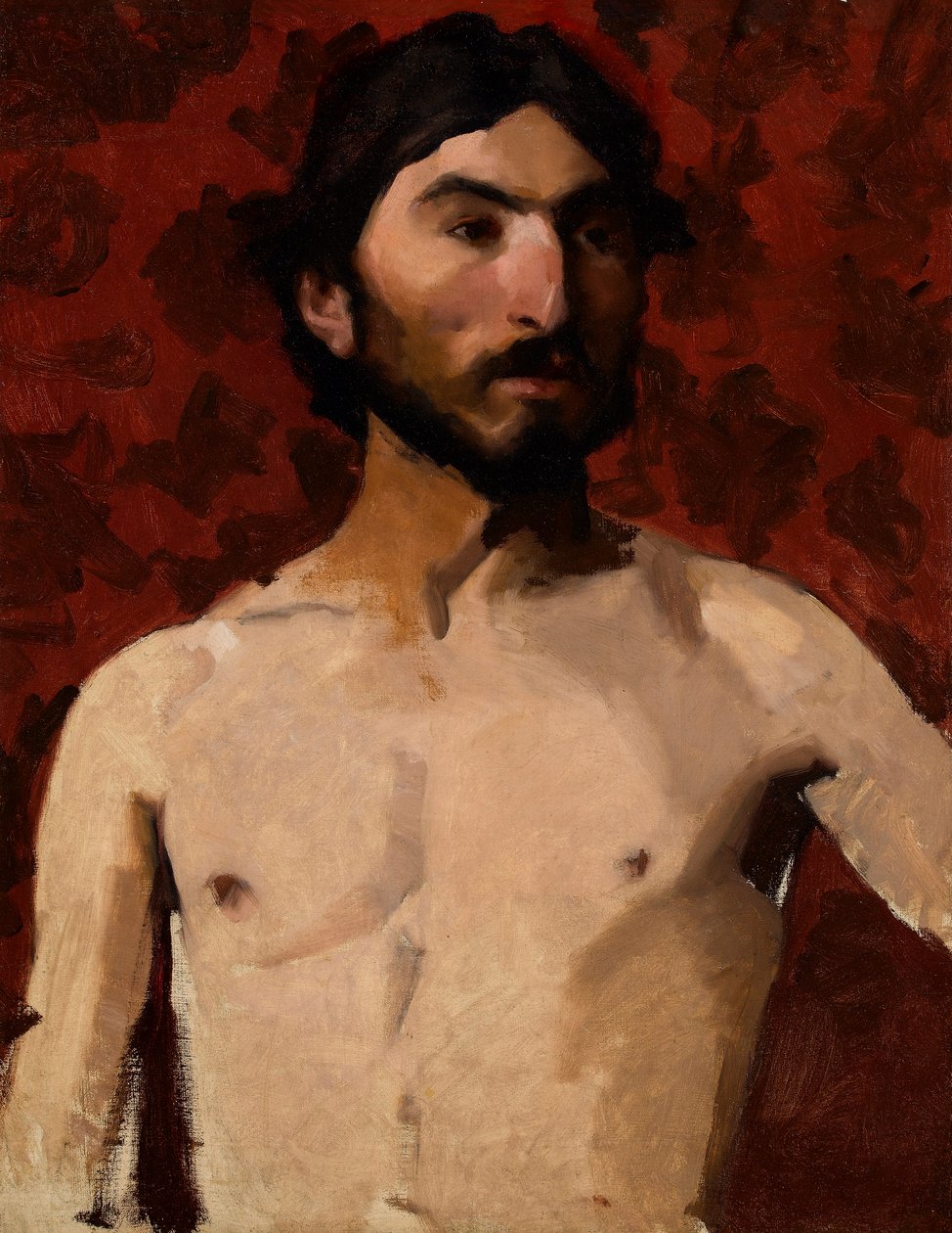 Livsstudie - skäggig man, 1880-talet av Albert de Belleroche