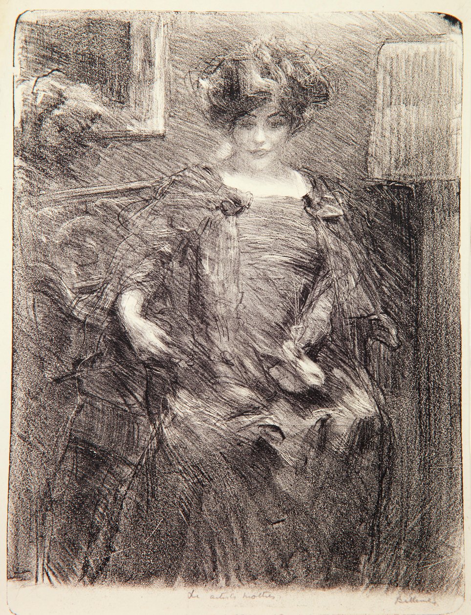Konstnärens mor (litografi) av Albert de Belleroche