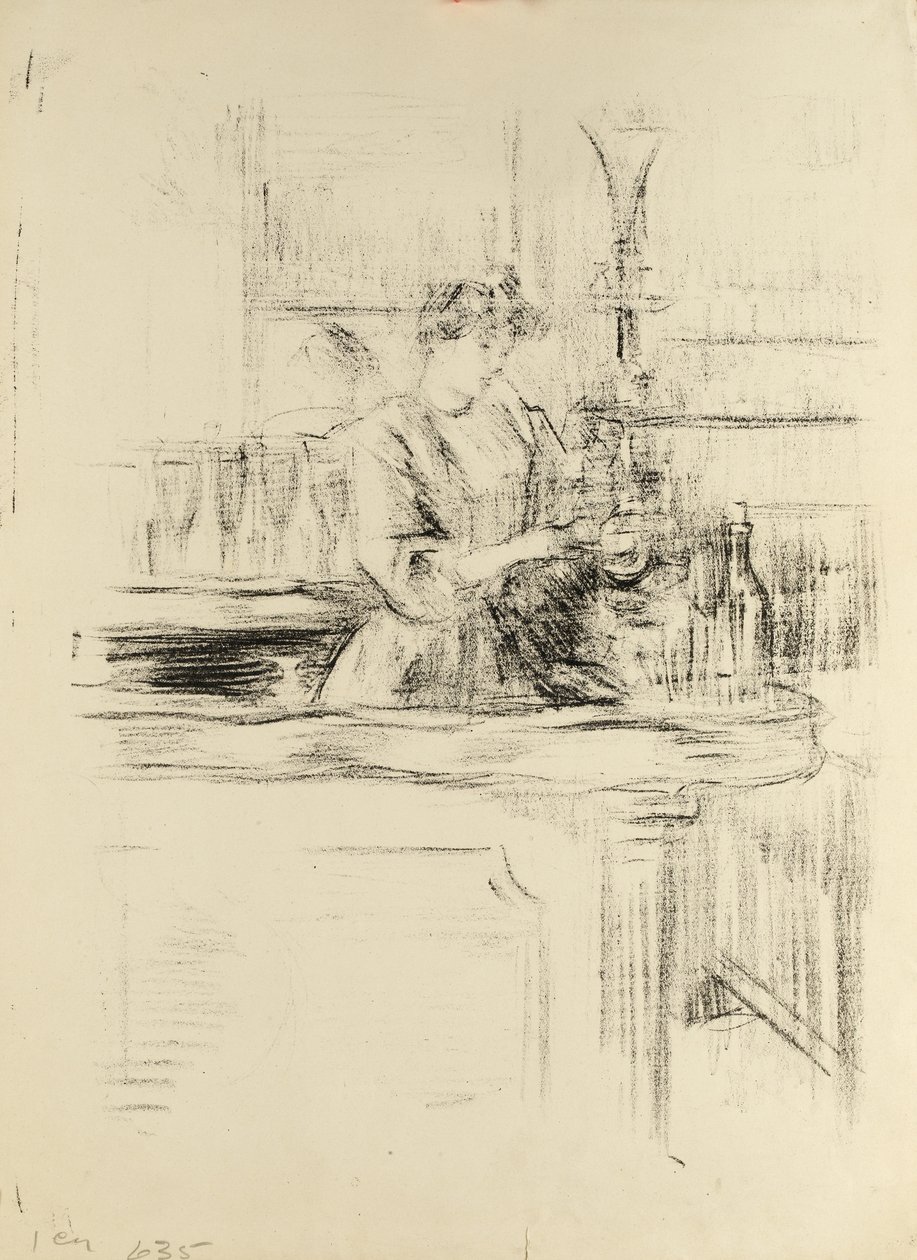 Kvinna som arbetar på en bar, sent 1890-tal av Albert de Belleroche