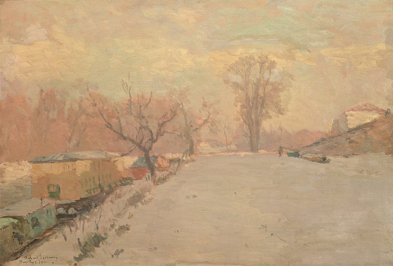 Väg vid Seine vid Neuilly i vinter, c.1888 av Albert Charles Lebourg