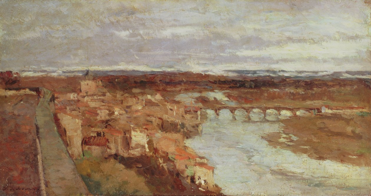 Vy över staden Pont-du-Chateau, ca 1895 av Albert Charles Lebourg