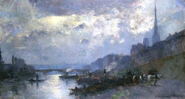 Seinen i Rouen (olja på duk) av Albert Charles Lebourg