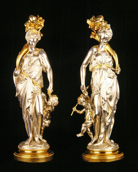 Ceres och Bacchus (brons, försilvrad och paketförgylld på svarvade paketförgyllda sokler) av Albert Ernest Carrier Belleuse