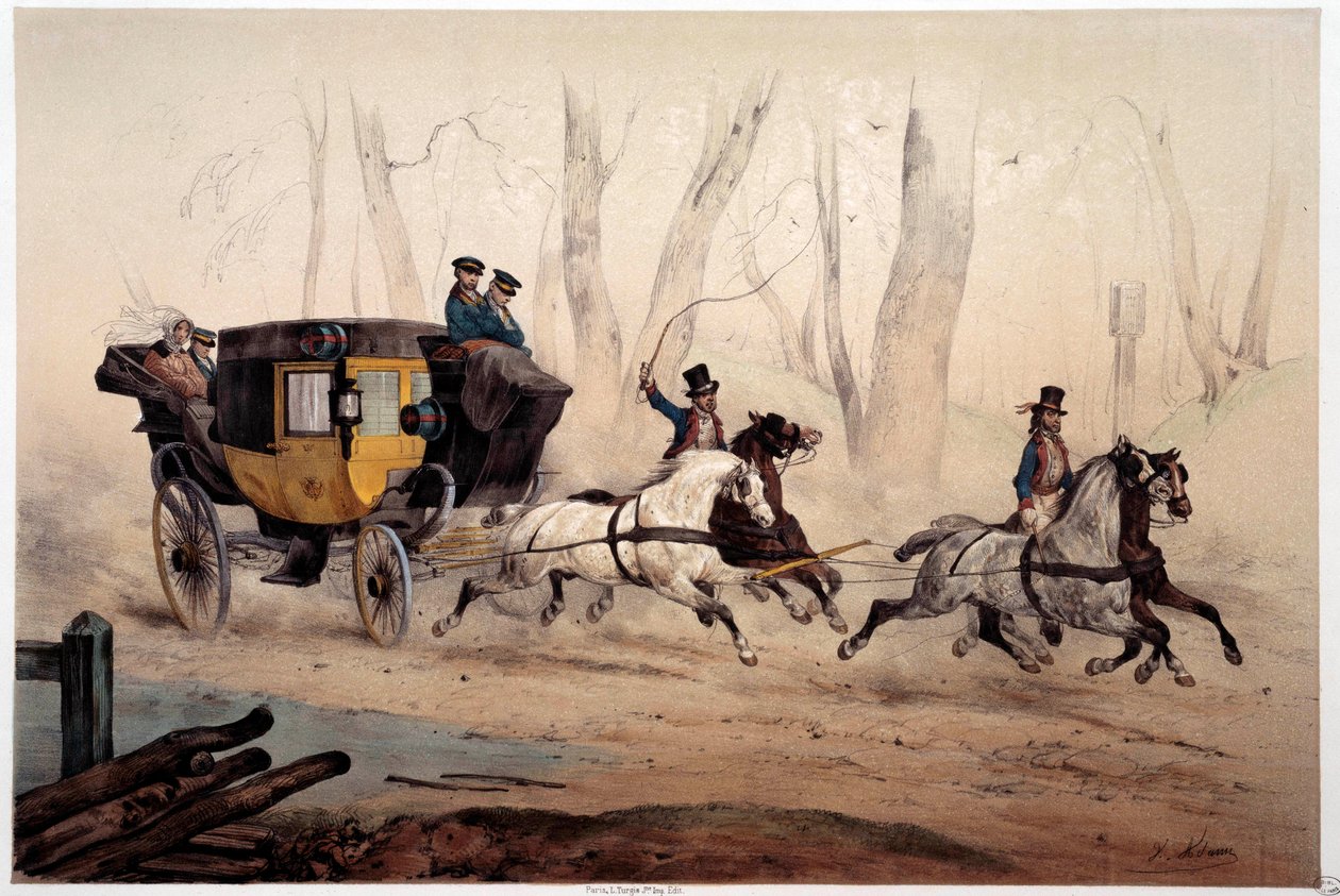 Poststolen Tryck av Albert Adam (1833-?) 1870 Paris, Musee Carnavalet av Albert Adam
