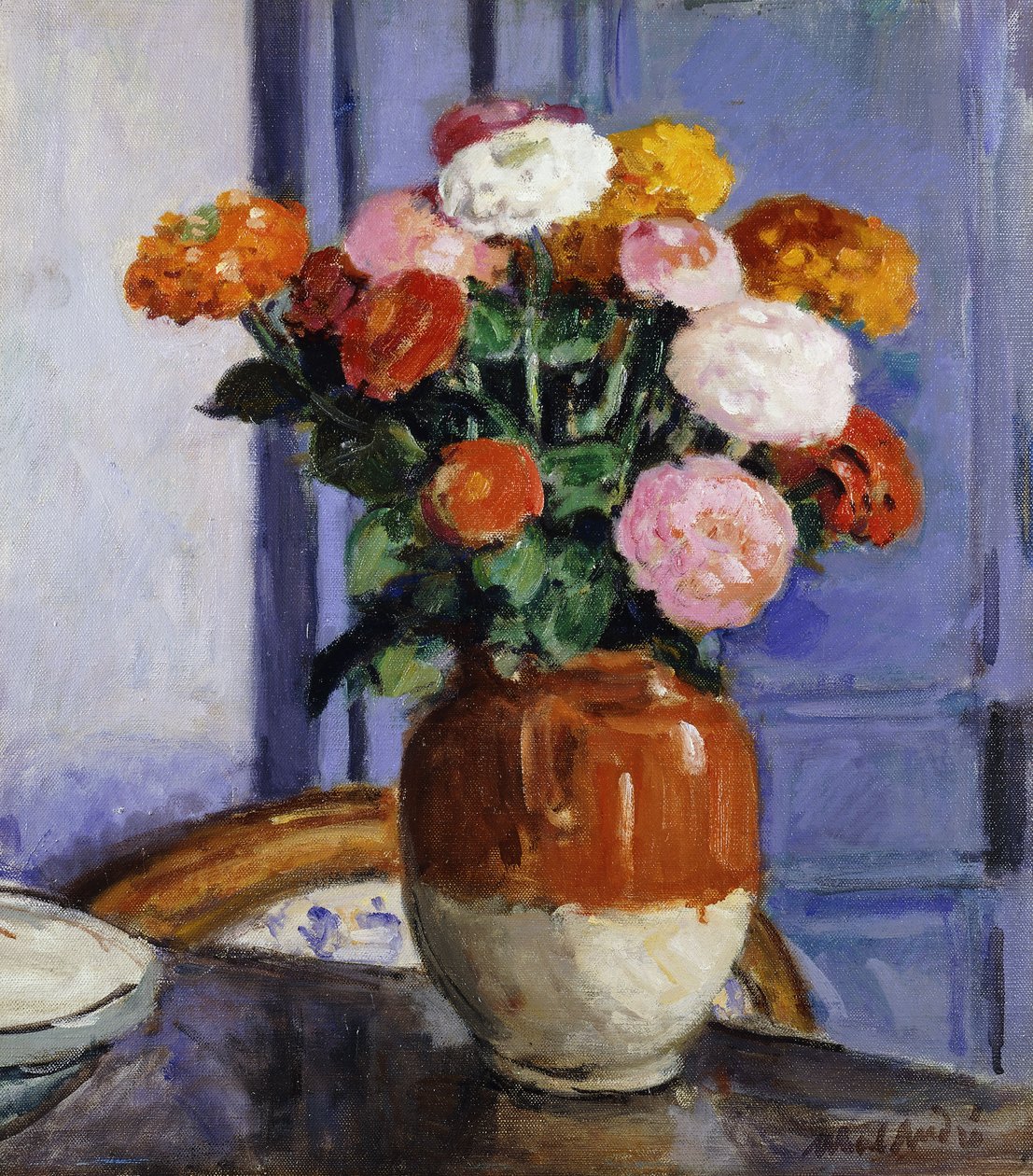 Bukett av Zinias; Bouquet de Zinias av Albert Andre