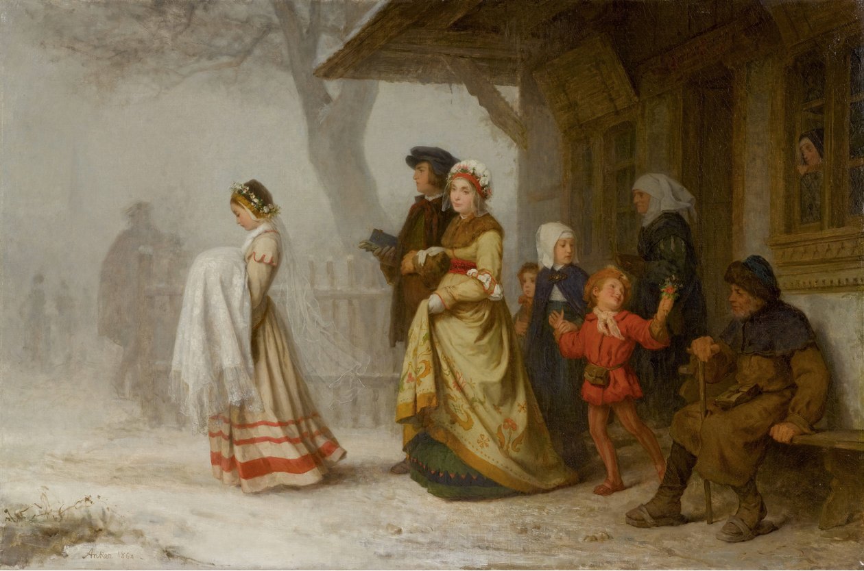 dop, 1864. av Albert Anker
