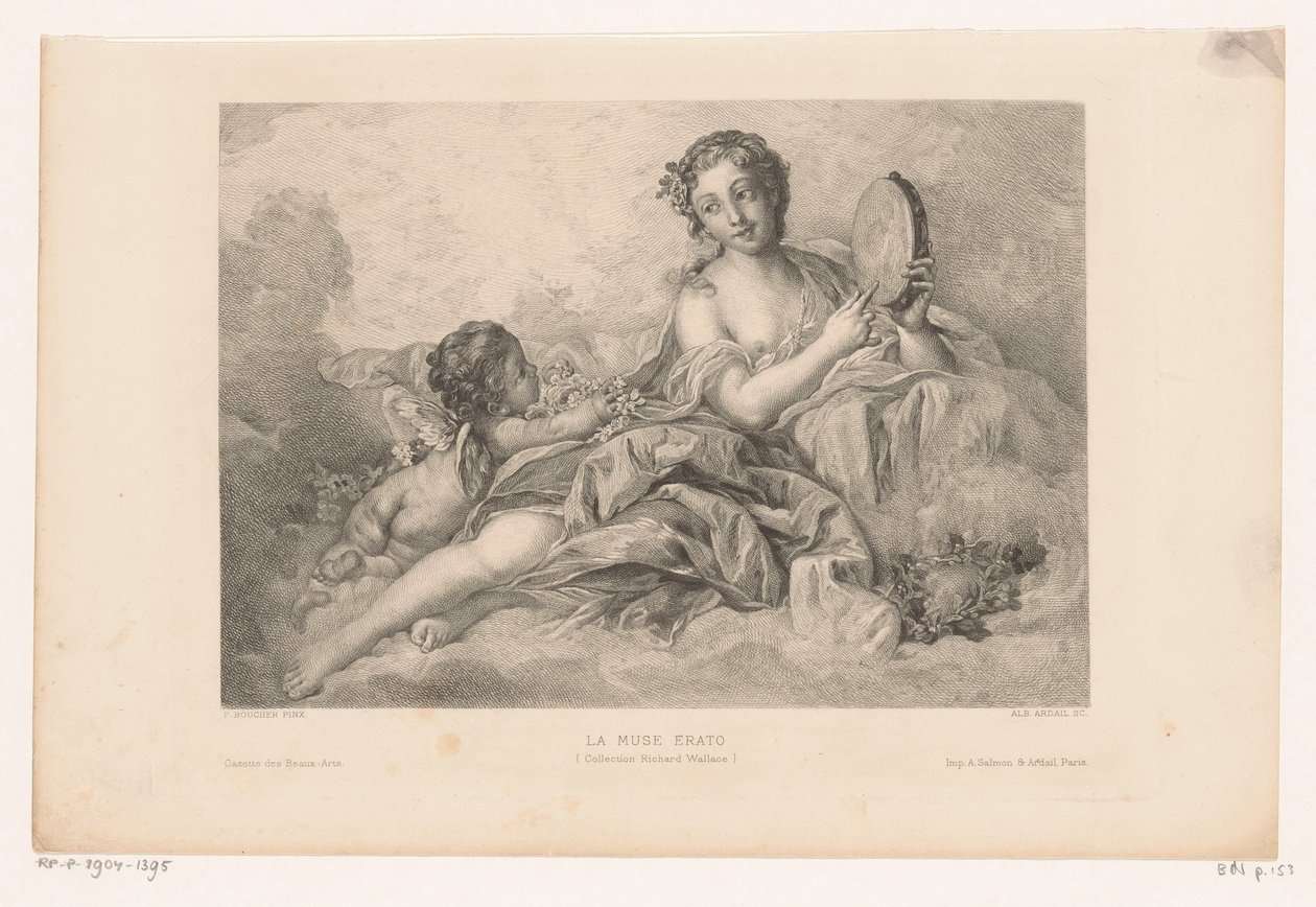 Muse Erato med putto och tamburin La muse Erato (Richard Wallace samling) (titel på objekt) av Albert Ardail