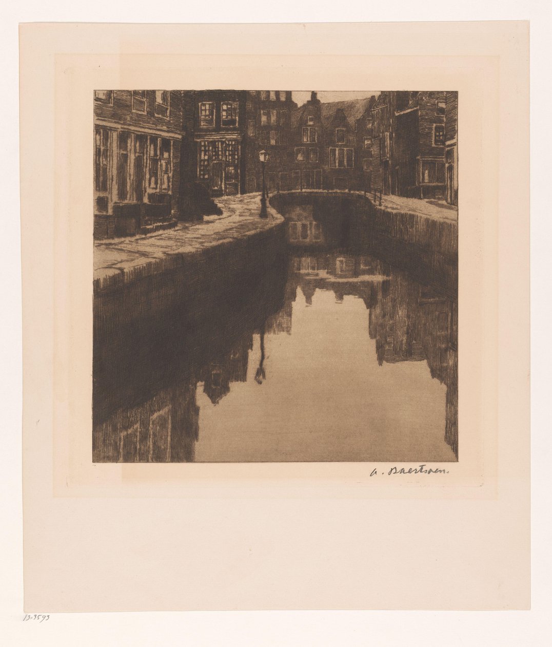 Utsikt över Krom Boomssloot i Amsterdam av Albert Baertsoen (signed by artist)