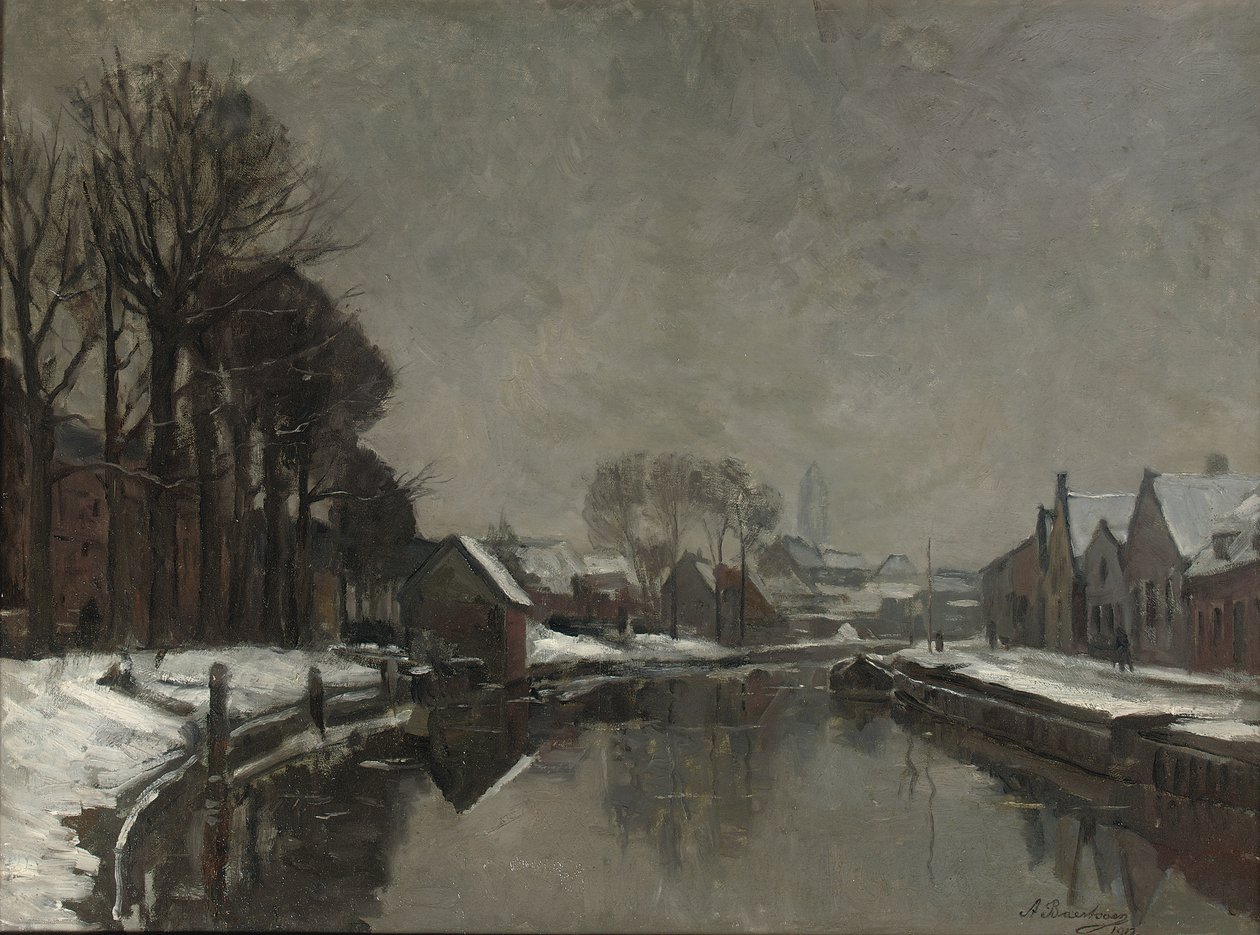En belgisk stad på vintern, 1912 av Albert Baertsoen