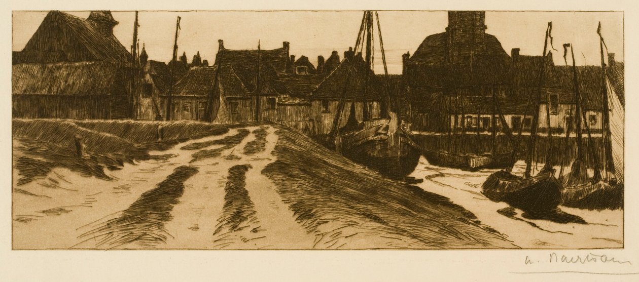 Den lilla hamnen i Terneuzen på kvällen av Albert Baertsoen
