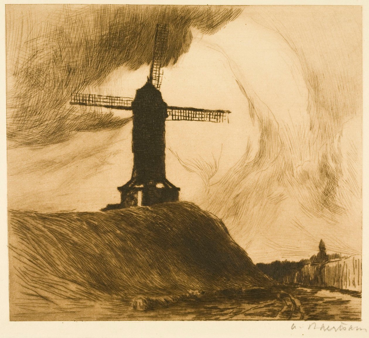 Mühle auf den Wällen I (Brügge) av Albert Baertsoen