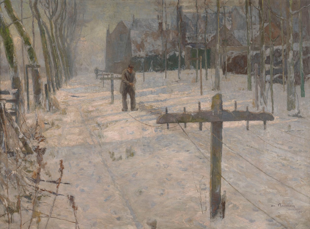 Snömorgon i Flandern. Repslagare på vallarna av Albert Baertsoen