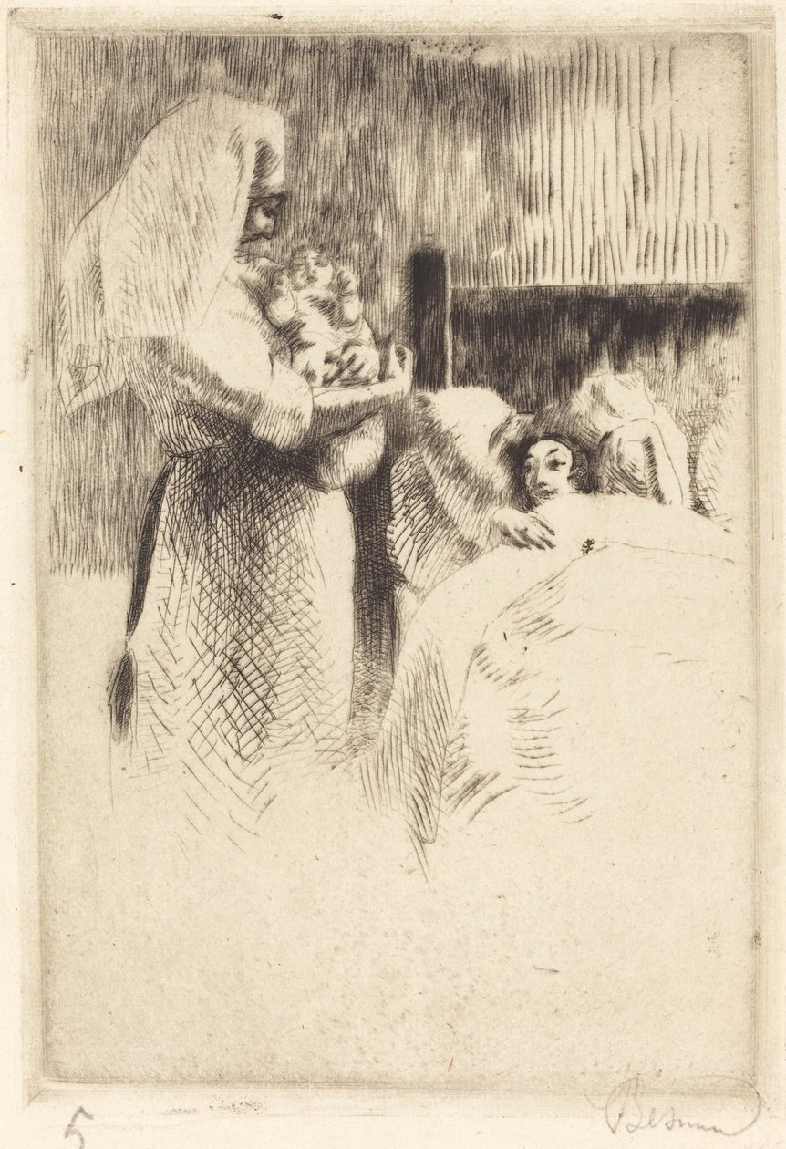 Födelsemeddelande för Anne-Élisabeth Besnard (Anne-Élisabeth Besnards födelsekort) av Albert Besnard