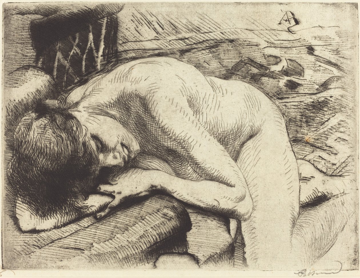 Modell Sova på golvet av Albert Besnard
