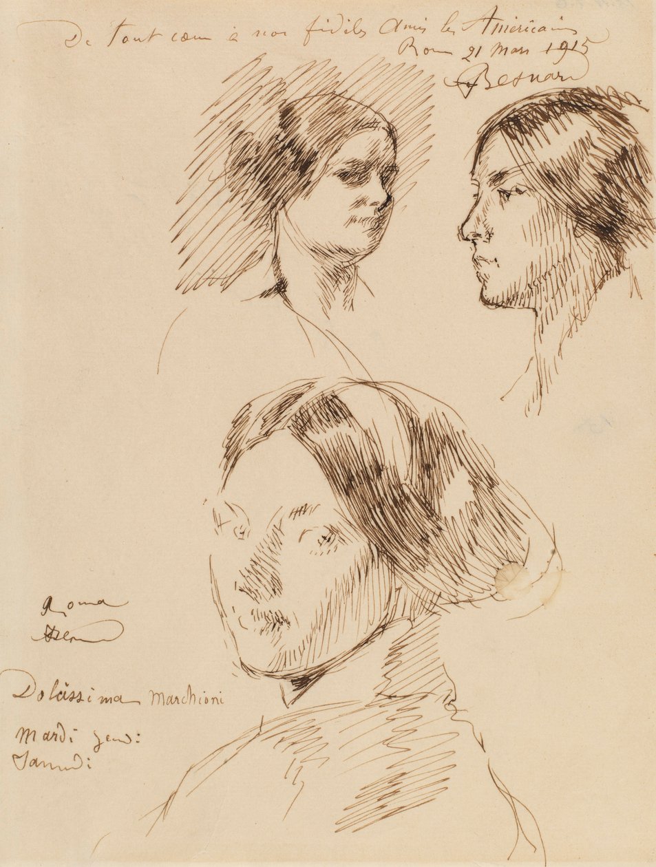 Tre porträtthuvuden av en kvinna av Albert Besnard