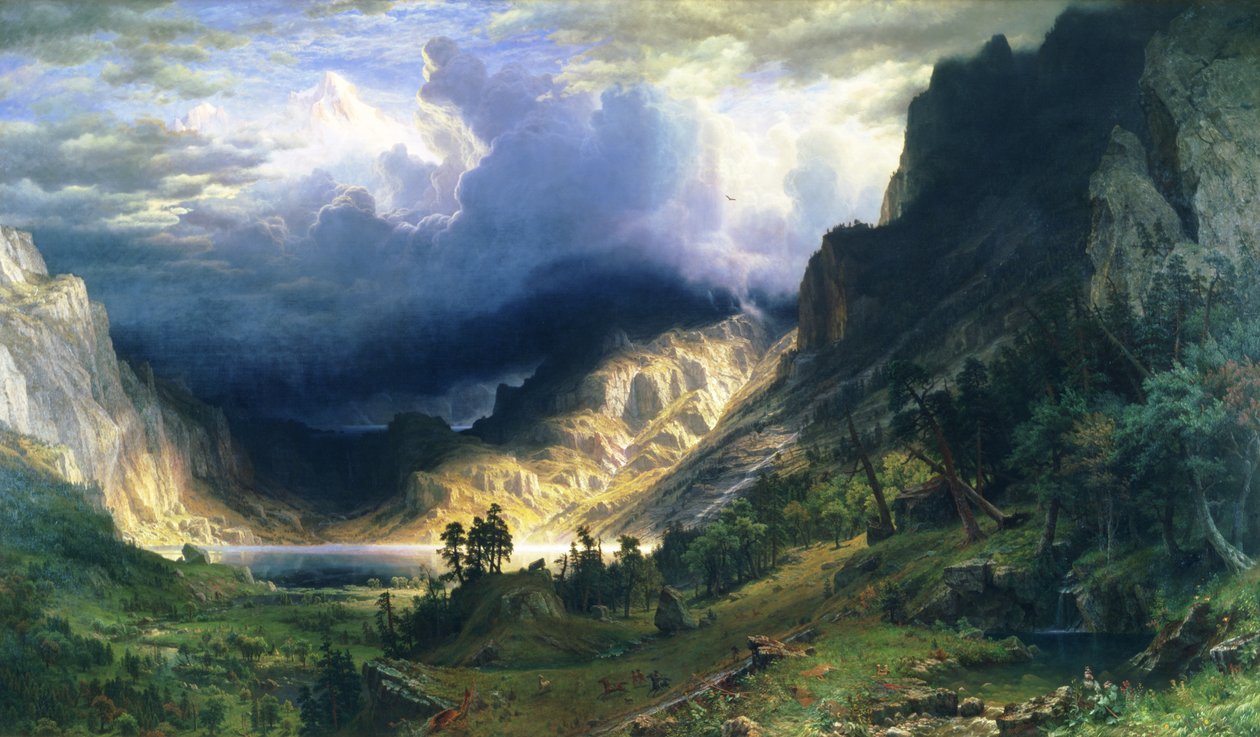En storm i Klippiga bergen - Mount Rosalie av Albert Bierstadt