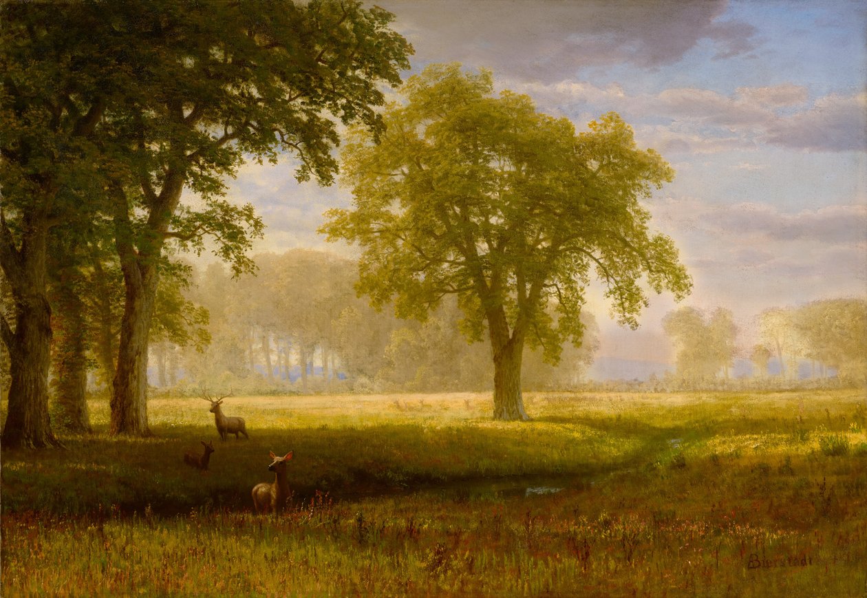 Älg i Oak Grove (Tuolumne Meadows) av Albert Bierstadt