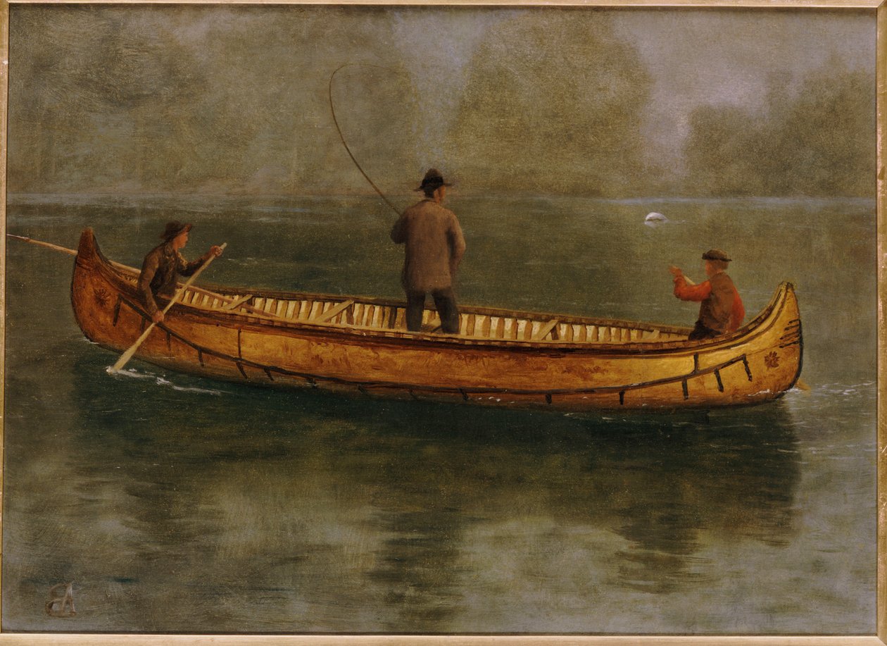 Fiske från en kanot av Albert Bierstadt