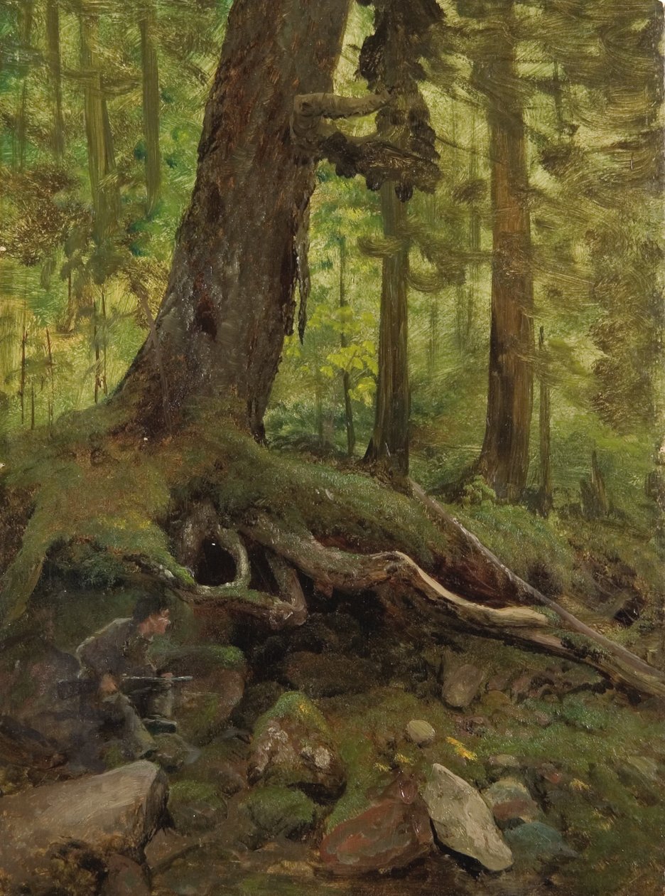 Jägare i White Mountains nära Glen House (detalj) av Albert Bierstadt