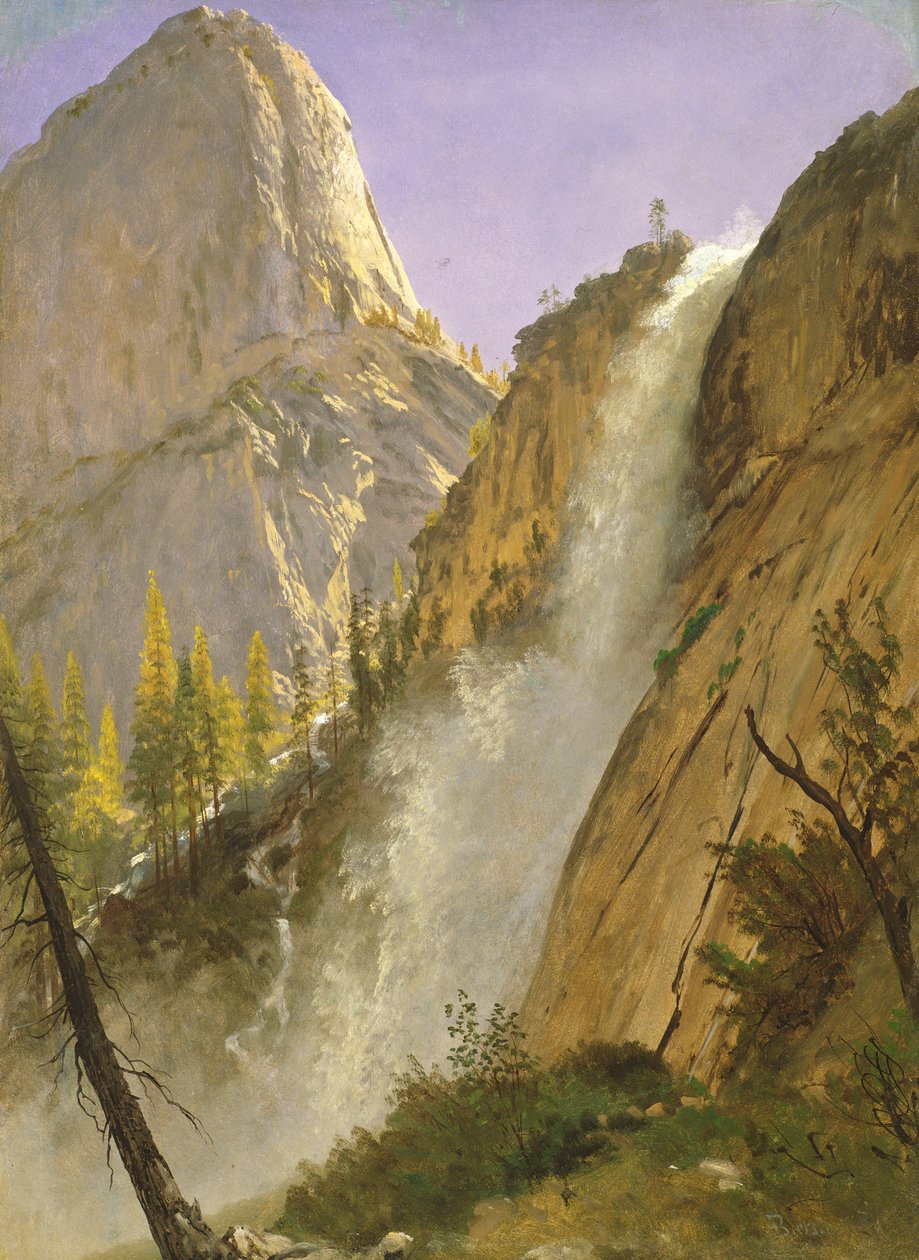 Liberty Cap, Yosemite Valley, 1873 (olja på papper nedlagd ombord) av Albert Bierstadt