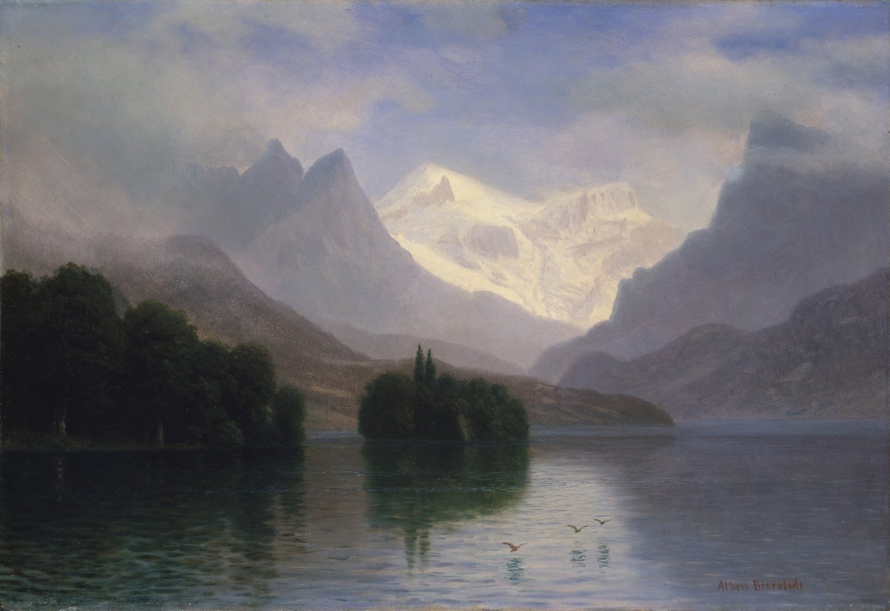 Bergsscen, 1880-90. av Albert Bierstadt