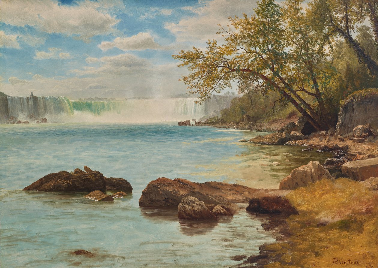 Niagarafallen med Terrapin Tower, ca 1869 (olja på papper) av Albert Bierstadt