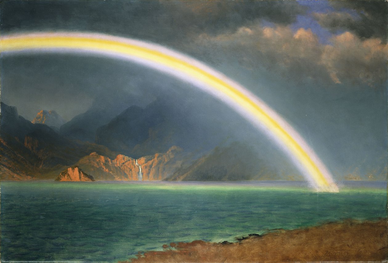 Regnbåge över Jenny Lake, Wyoming, av Albert Bierstadt