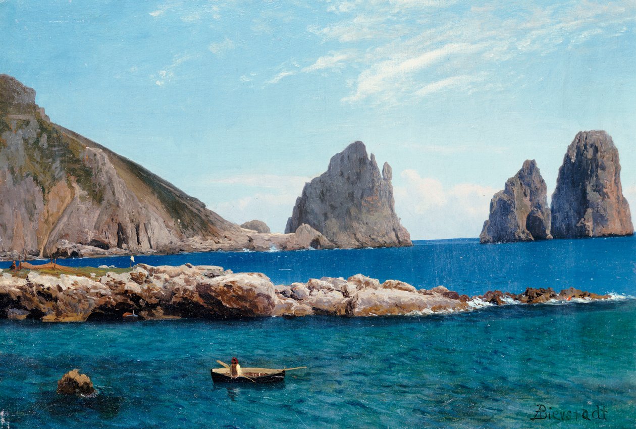 Rodd utanför klipporna av Albert Bierstadt