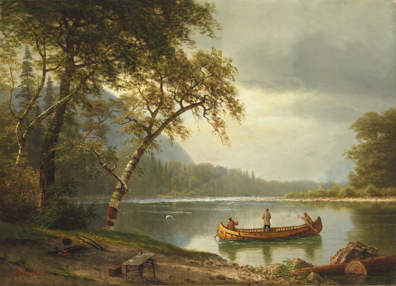 Laxfiske på Caspapediac River av Albert Bierstadt
