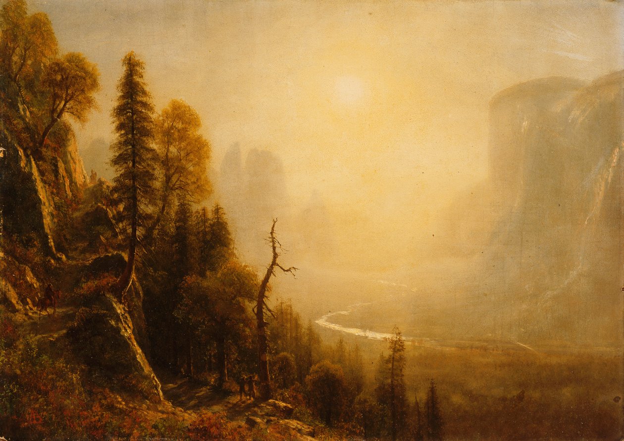 Studera för Yosemite Valley, Glacier Point Trail, av Albert Bierstadt