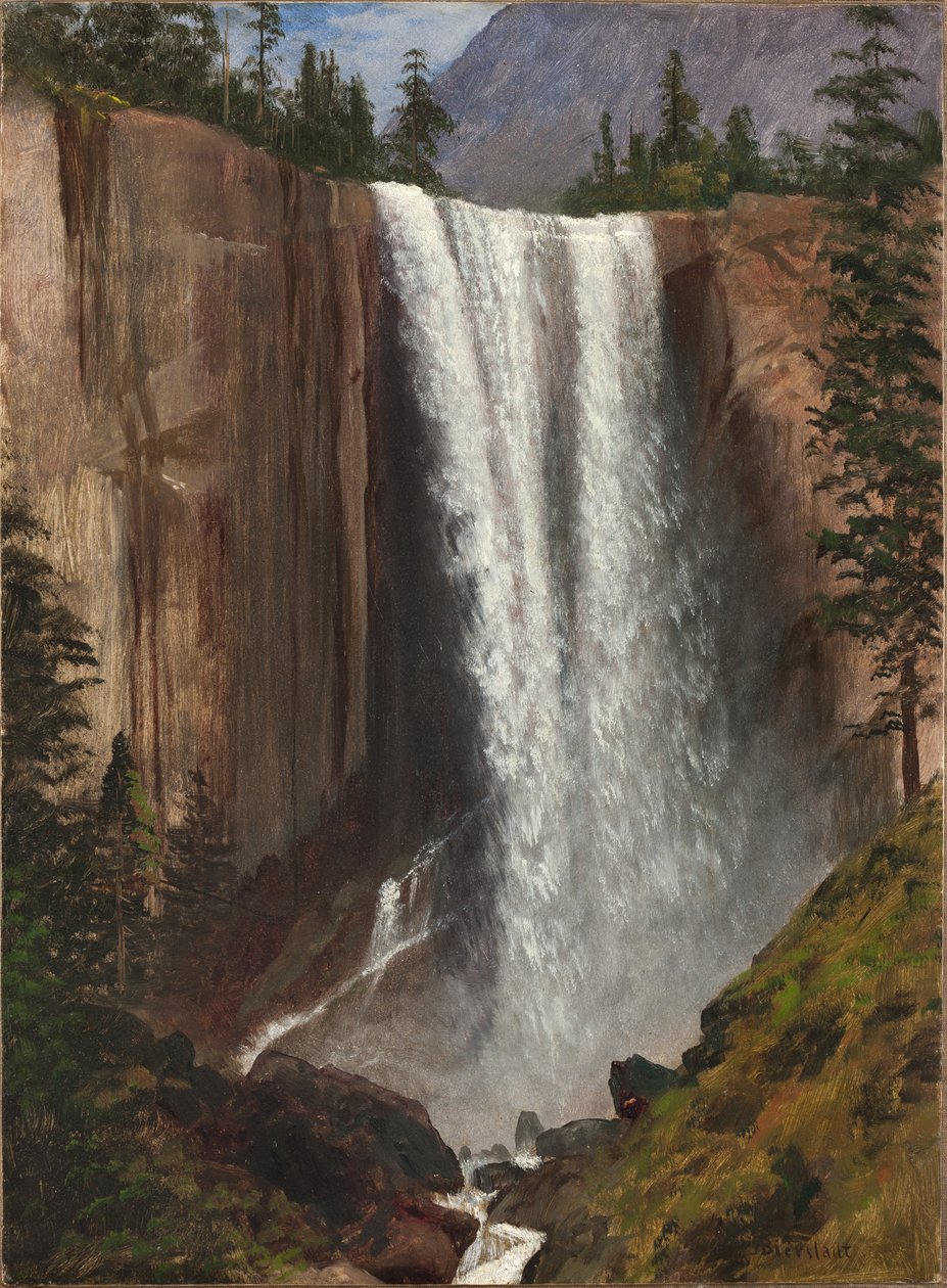 Vernal Falls, 1863 (olja på papper, monterad på duk) av Albert Bierstadt