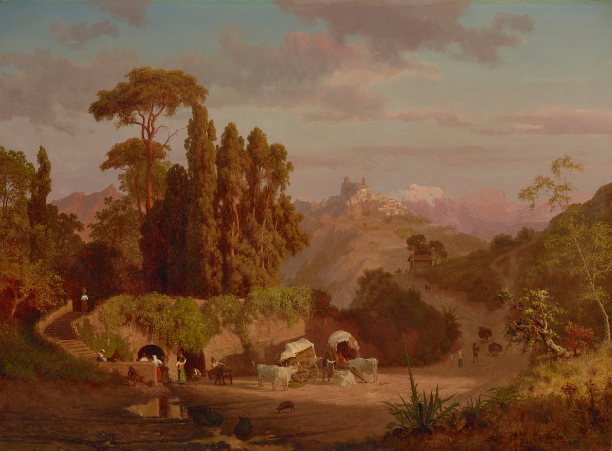 Vy över Subiaco, Italien 1859 (olja på duk) av Albert Bierstadt