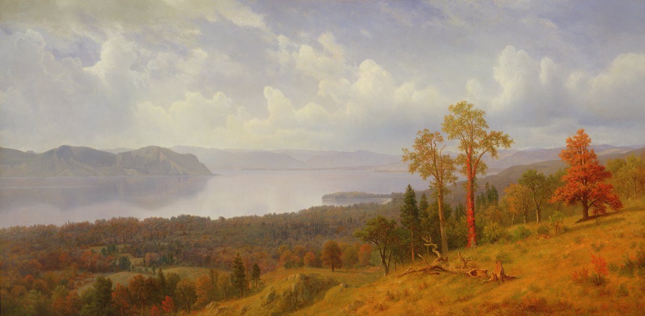 Utsikt över Hudson med utsikt över Tappen Zee mot Hook Mountain, 1866 av Albert Bierstadt