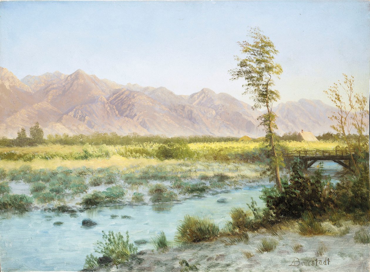 Western Landscape (olja på papper) av Albert Bierstadt