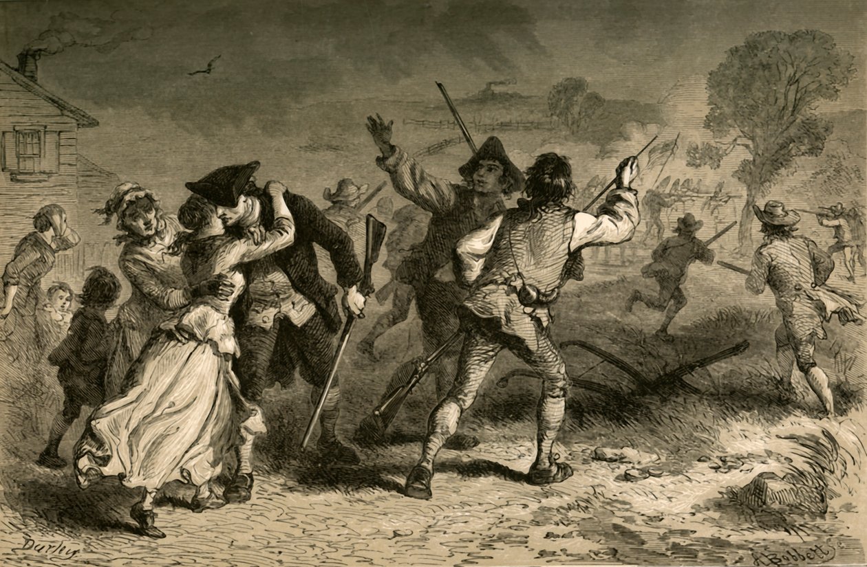 Concord - The First Blow for Liberty, 1877. av Albert Bobbett