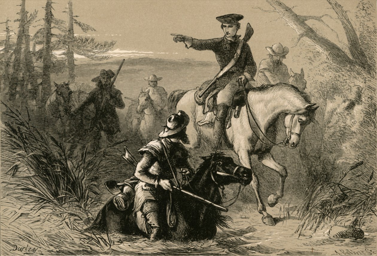 Major Washington på sitt uppdrag till den franske befälhavaren, 1877. av Albert Bobbett