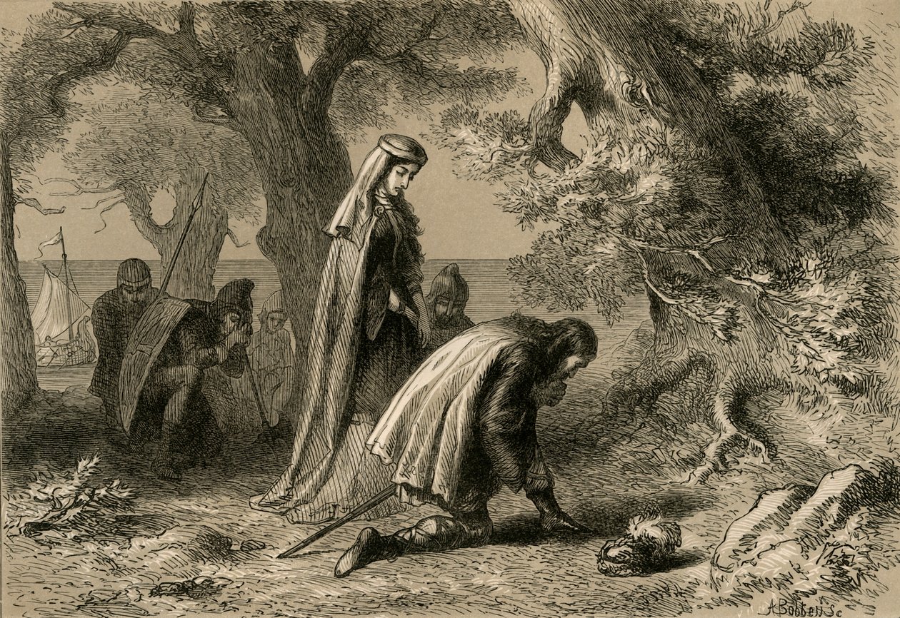 Thorfinn och Gudrid på Vinelands strand, 1877. av Albert Bobbett
