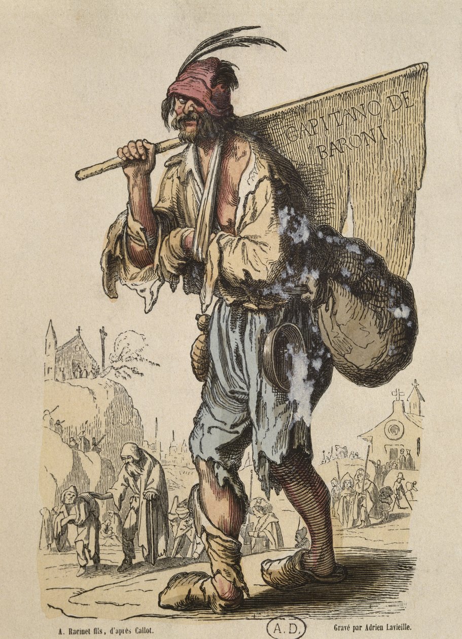 Kapten av Bohemians, efter Jacques Callot (1592-1635) graverad av Adrien Lavieille (1818-62) (färgstick) av Albert Charles August Racinet
