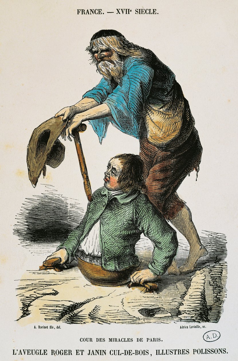 Mirakeldomstolen i Paris, gravyr av Auguste Racinet (1825-1893), Frankrike av Albert Charles August Racinet