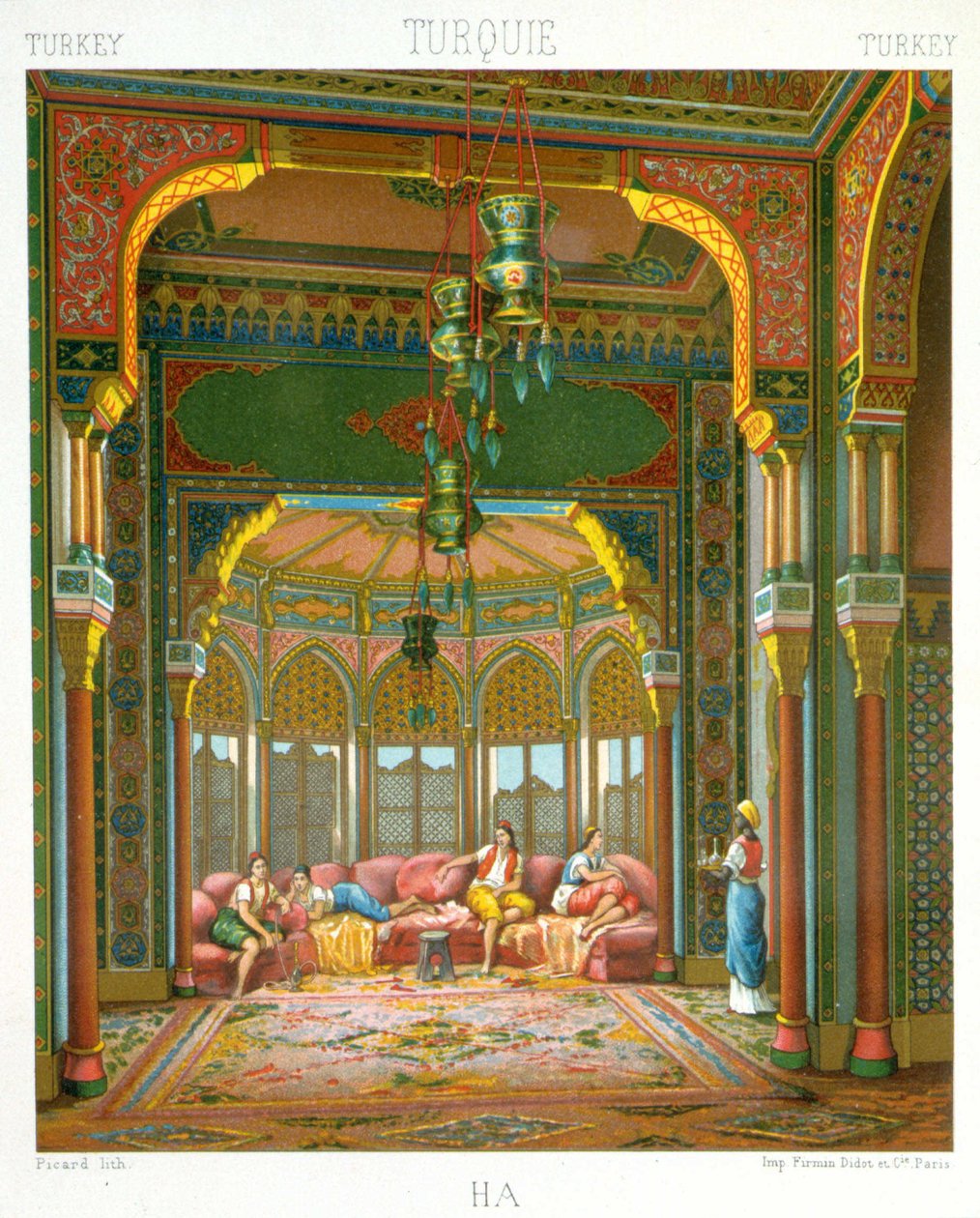Harem i Turkiet - i "" Den historiska kostymen"" av Racinet av Albert Charles August Racinet