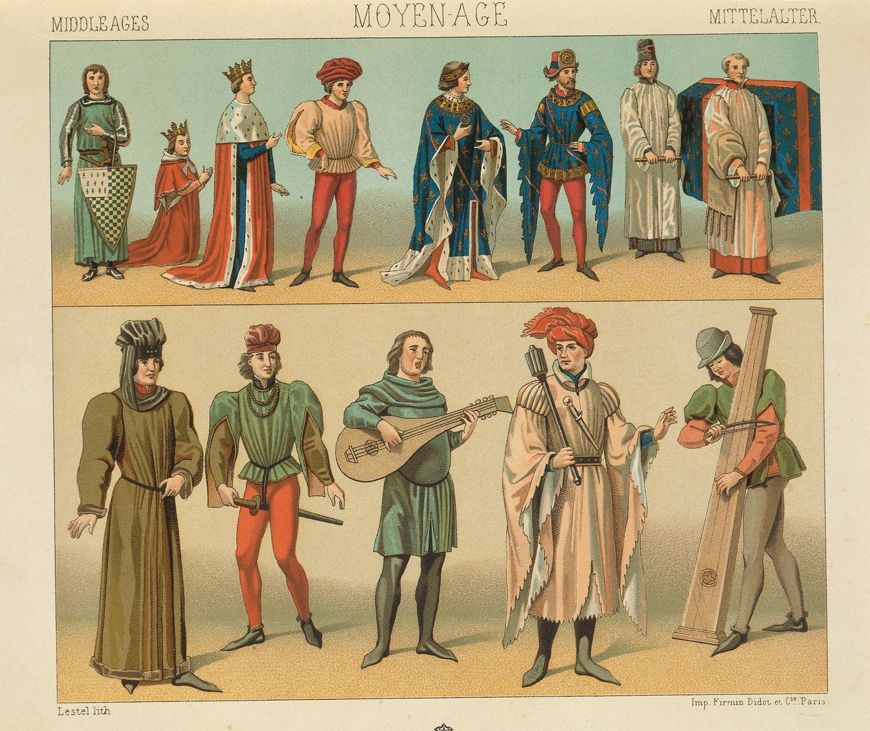 "Le Costume Historique" (Den fullständiga kostymhistorien) av Auguste Racinet, IV volym av Albert Charles August Racinet